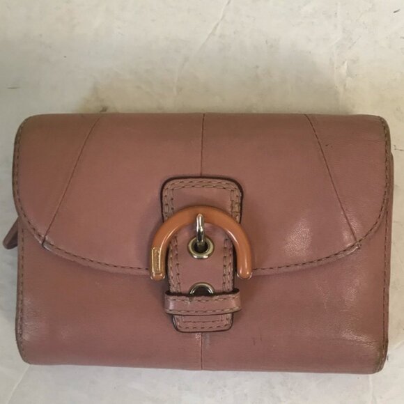 COACH Soho Compact Bi Fold Leather Wallet Card Case Coin Zipper Bag Clutch Pink - Picture 3 of 16